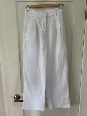Wilfred Aritzia effortless pants white linen blend wide leg tailored trouser • 4